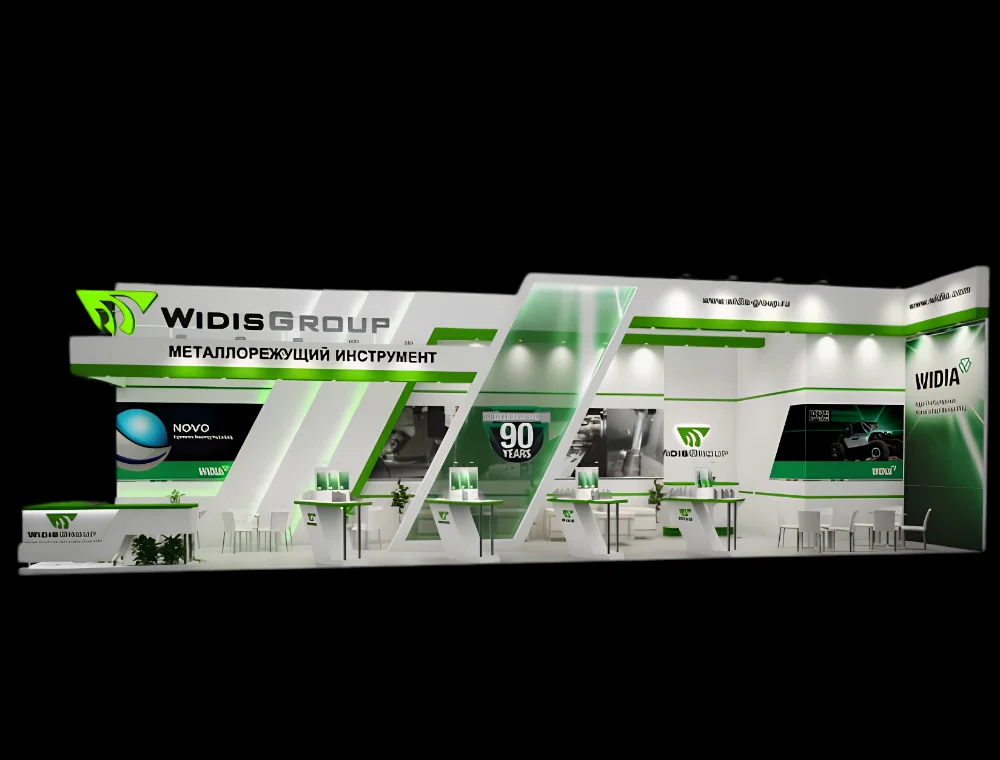30x30 solar industry exhibition booth design by Expo Creators